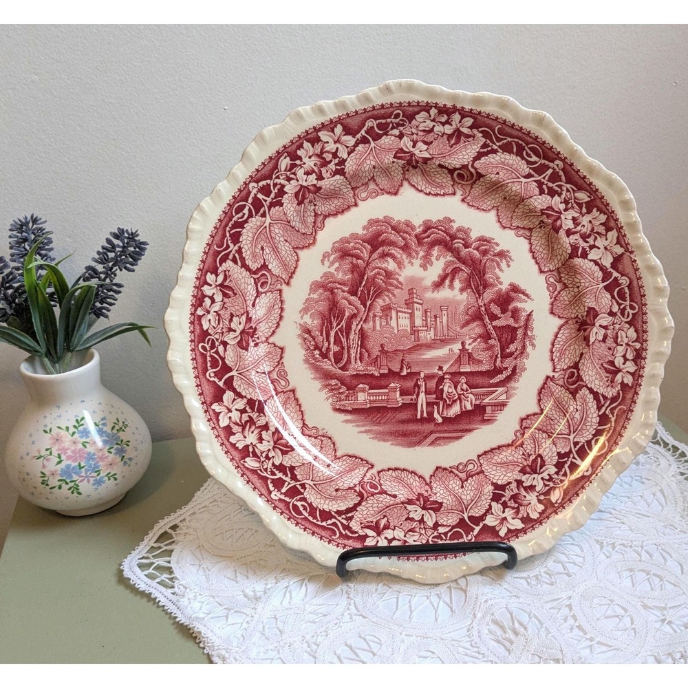 Set of 3 Mason's Vista Red Transferware Plates Vintage‎ Ironstone England